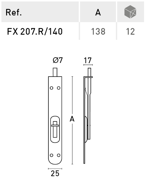 Fecho embutir (cantos redondos) - INOX / LAT�O